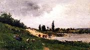 Charles-Francois Daubigny Washerwomen on the Riverbank oil